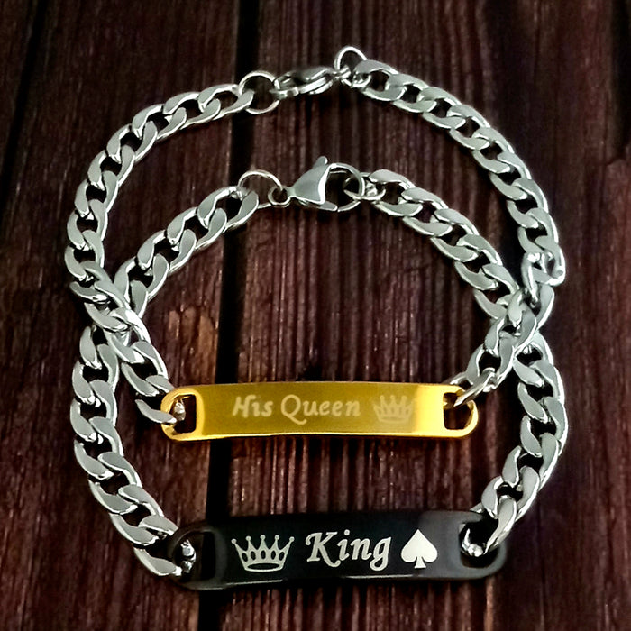 King Queen Bracelet Unique Gift For Lover his Queenher King  Couple  Bracelet Stainless Steel Bracelets  Bangles  AliExpress