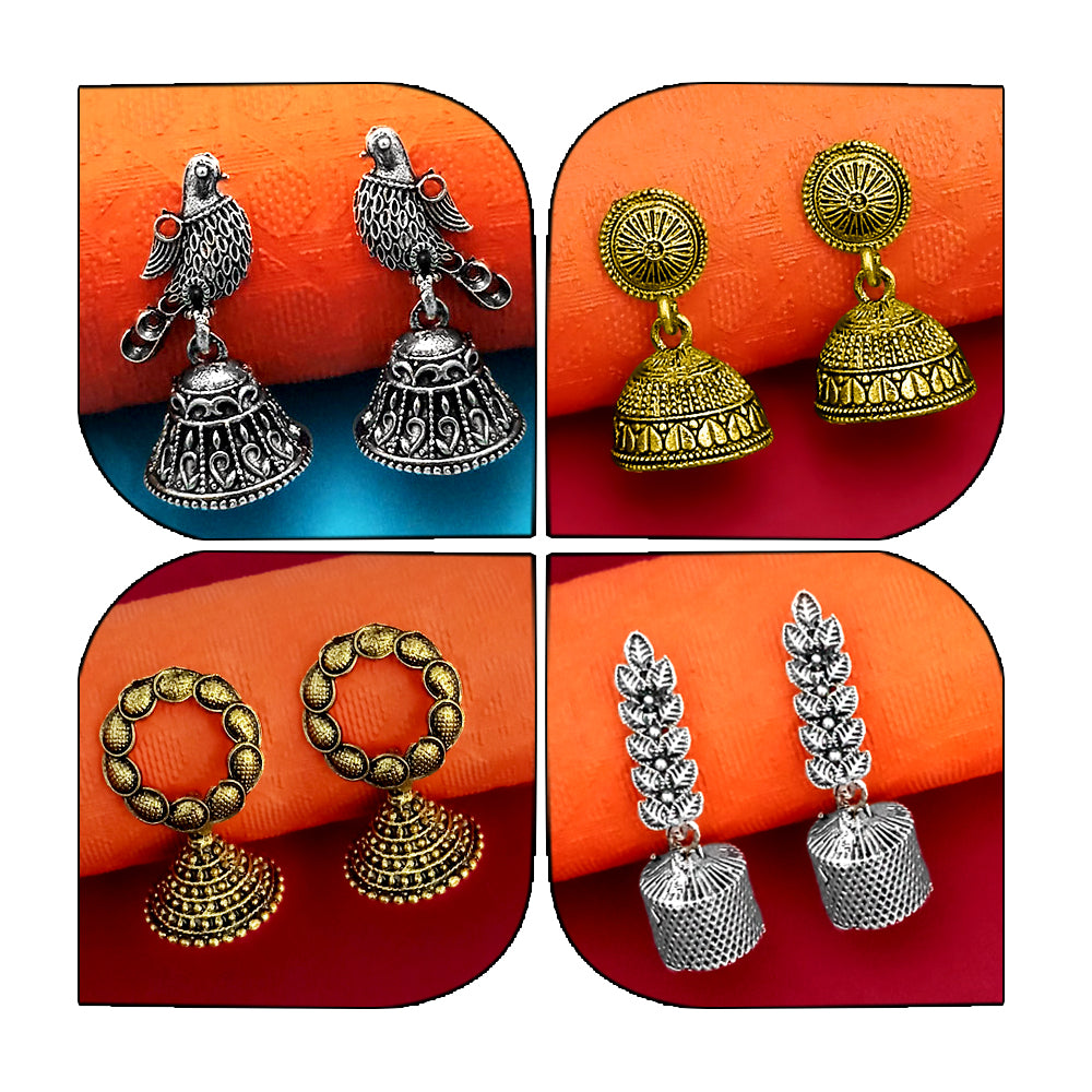 JewelMaze Set of 4 Earrings Combo - 1004008