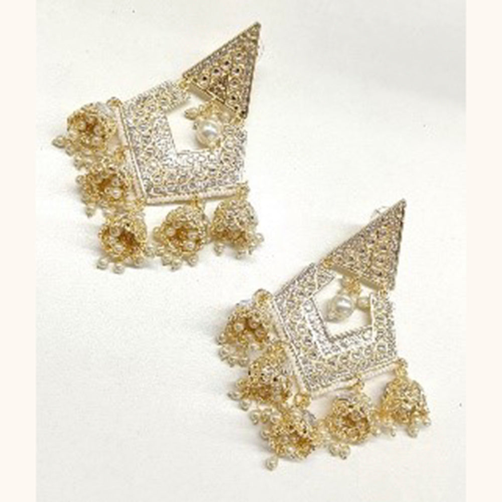 JewelMaze Gold Plated Dangler Earrings-AZO-DC22ER00720186