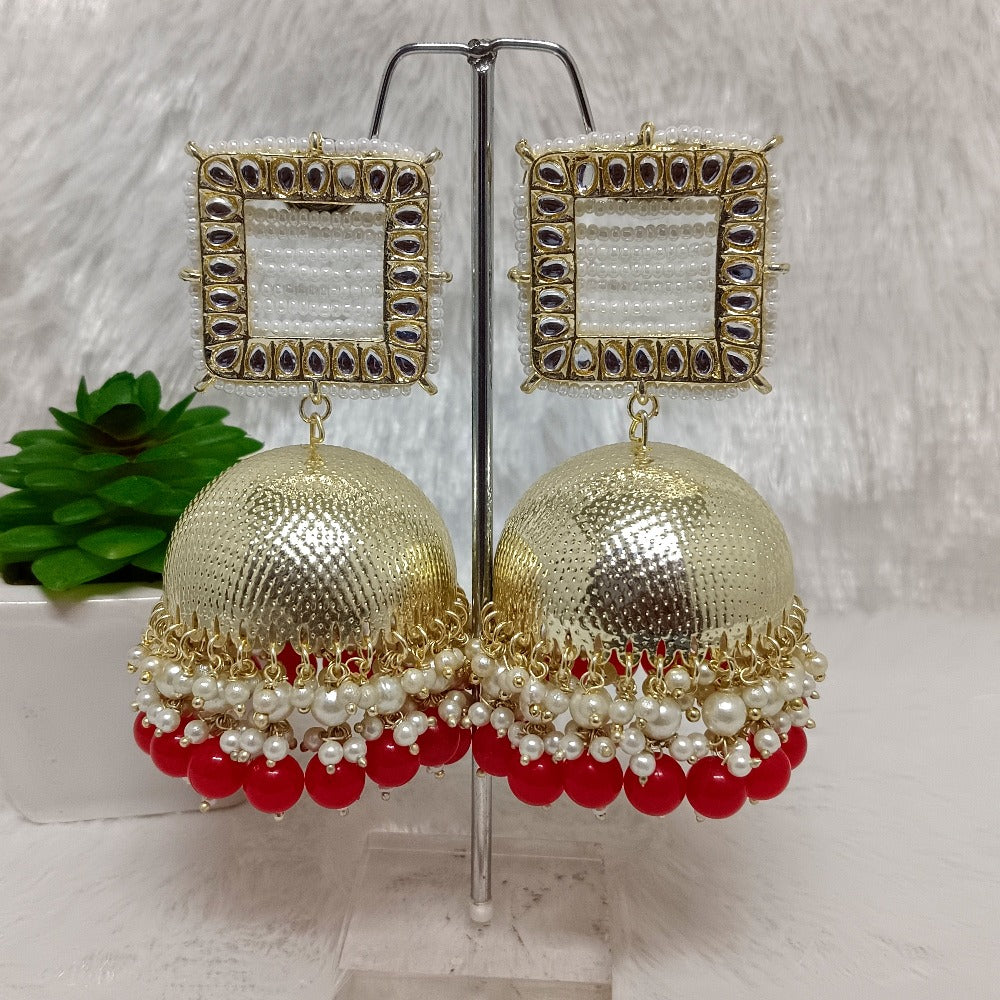 Bhavi Jewels Gold Plated Meenakari Jhumki Earrings