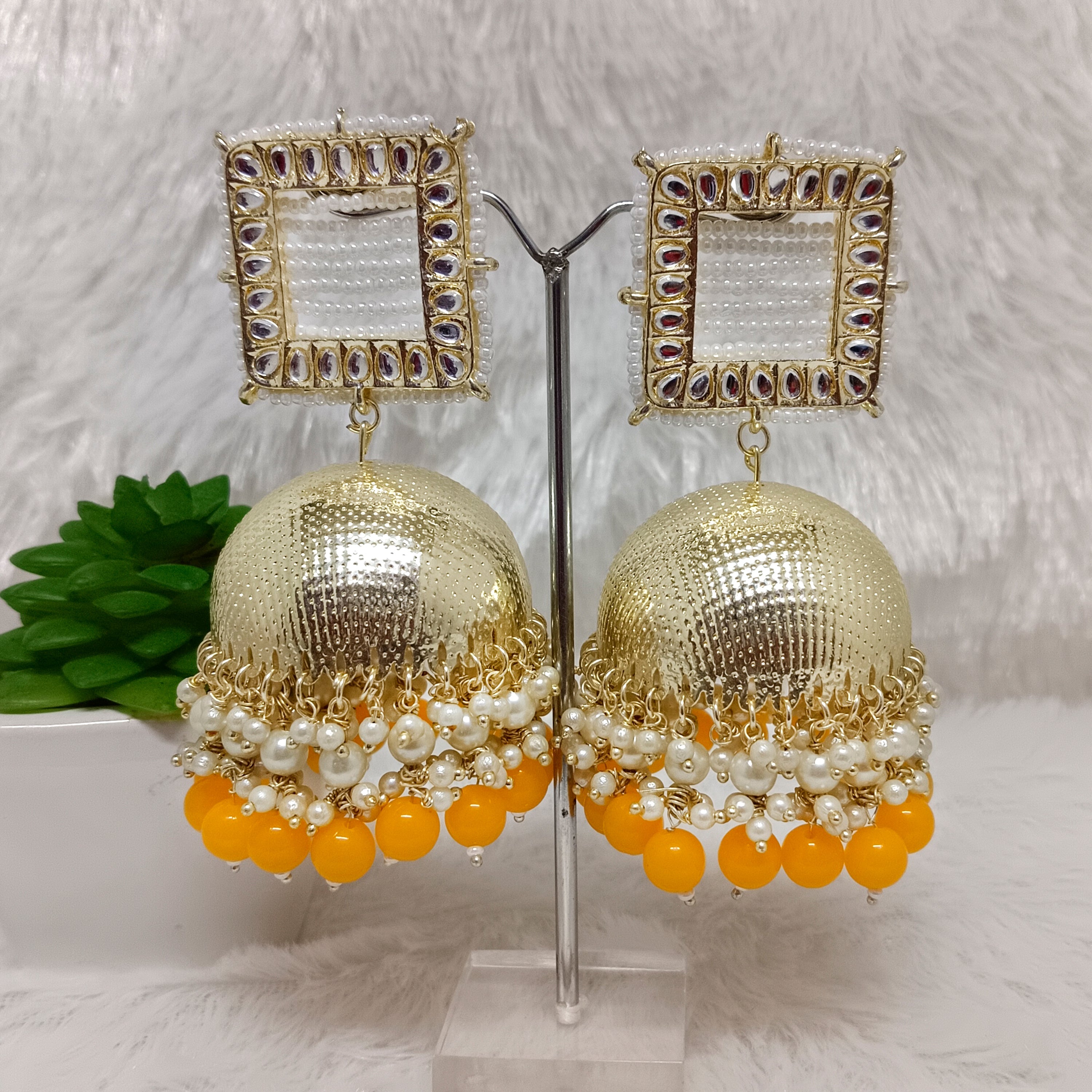 Bhavi Jewels Gold Plated Meenakari Jhumki Earrings