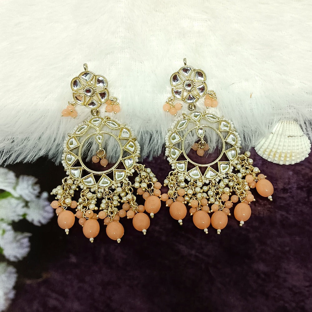 Bhavi Jewels Gold Plated Kundan Dangler Earrings
