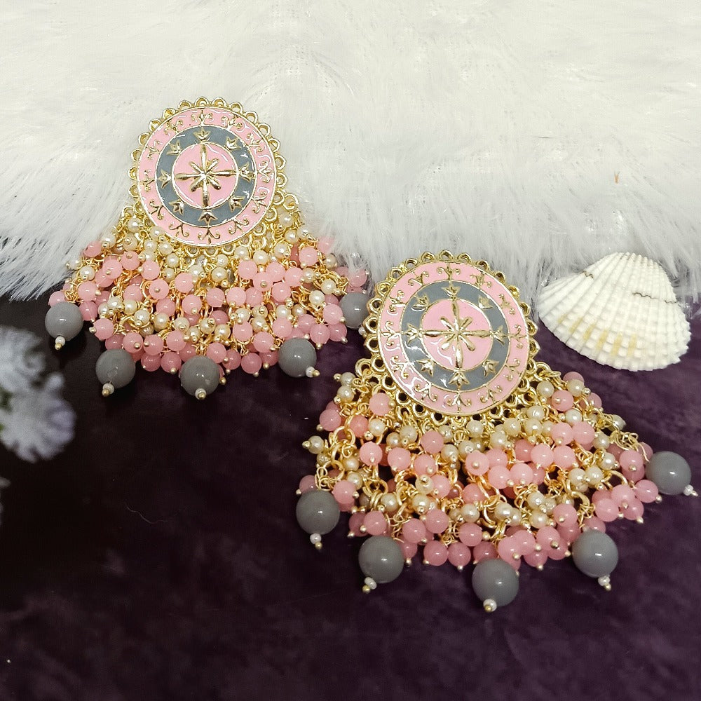 Bhavi Jewels Gold Plated Meenakari Jhumki Earrings  - 10101074PK
