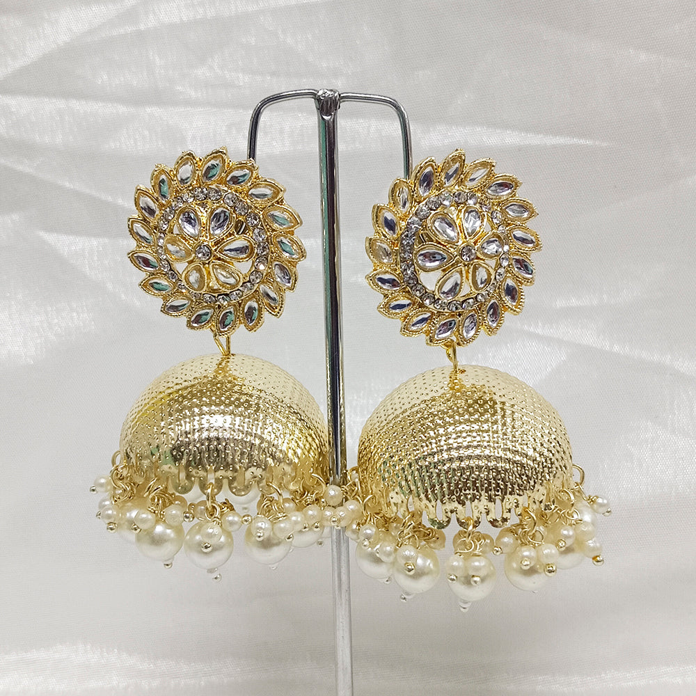 Jewelmaze Gold Plated Kundan Stone Jhumkis Earrings