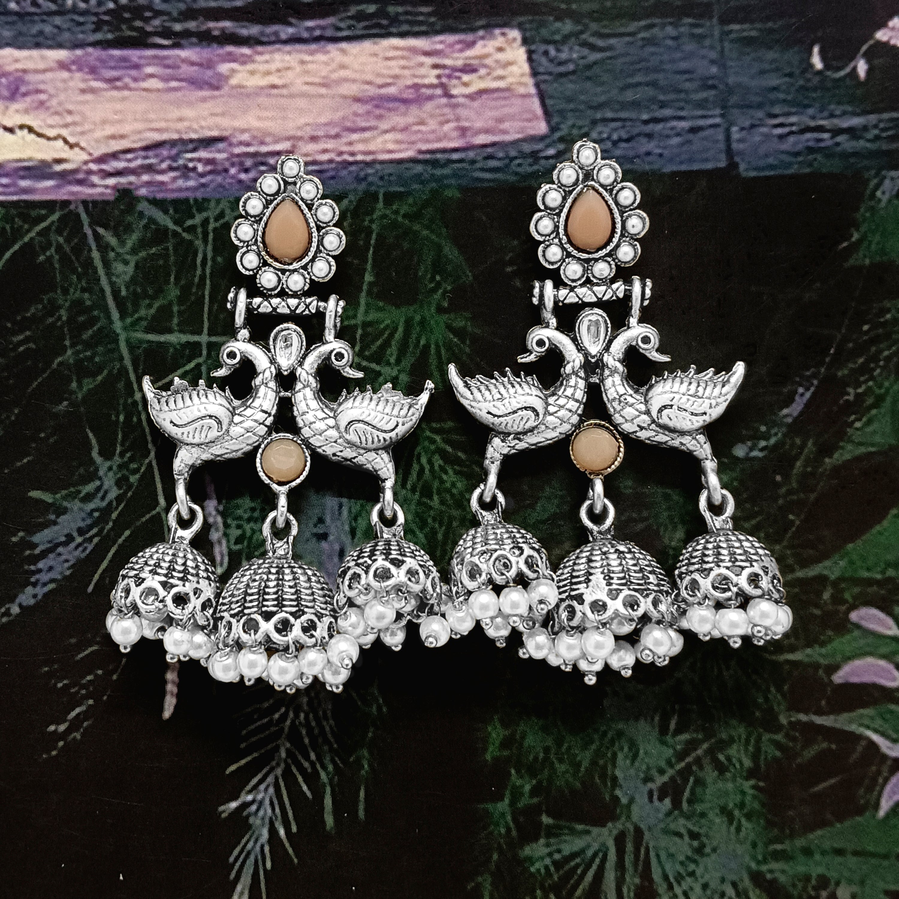 Bhavi Jewels Oxidized Plated Jhumki Earrings