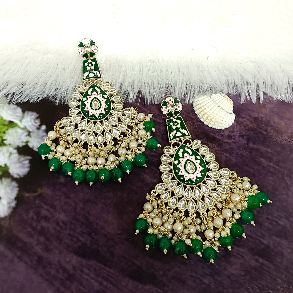 JewelMaze Gold Plated Kundan Dangler Earrings - JW-10161030GR ( Art No. 469469611001 )