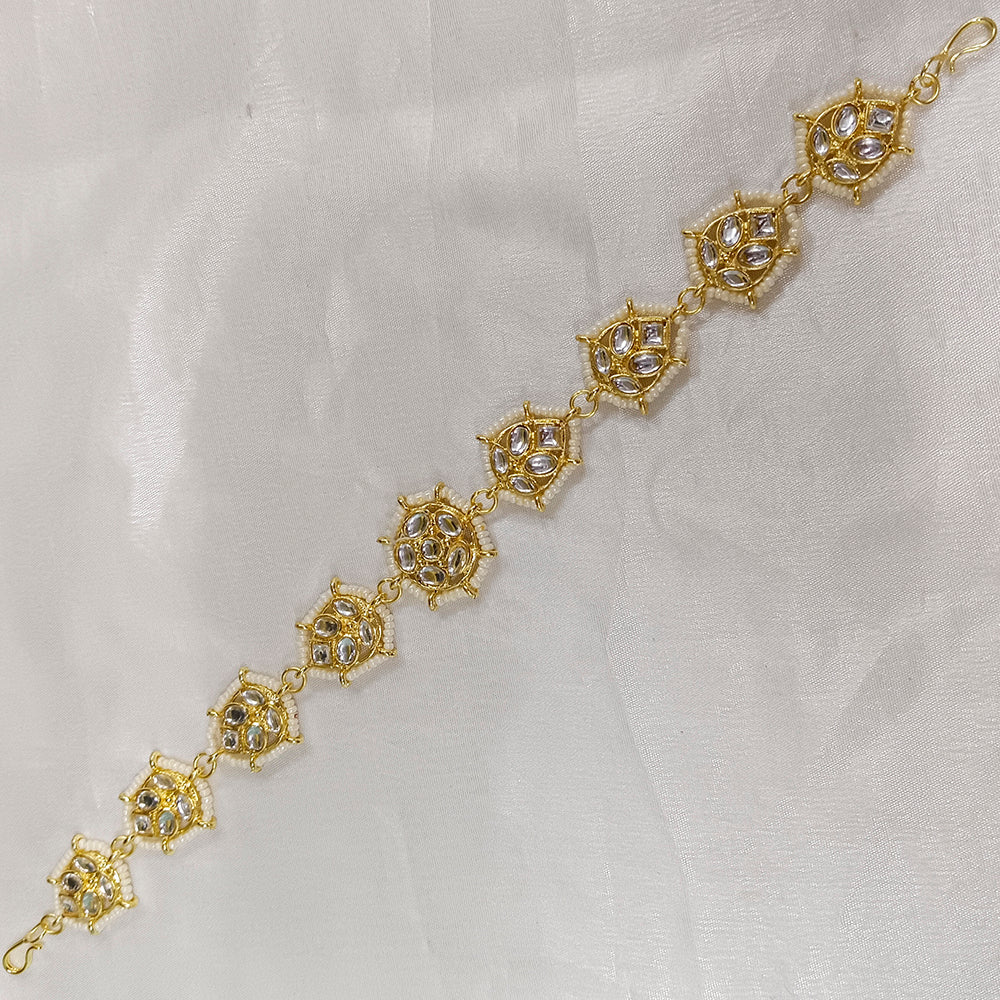 JewelMaze Kundan Stone Gold Plated Sheesphhol - JW-10161080WH ( Art No. 469469714001 )
