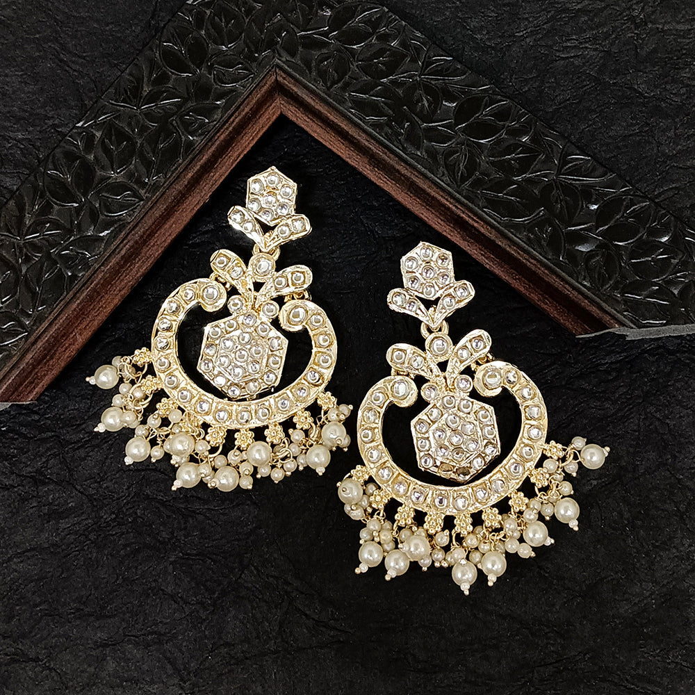 JewelMaze Gold Plated Kundan Stone Dangler Earrings