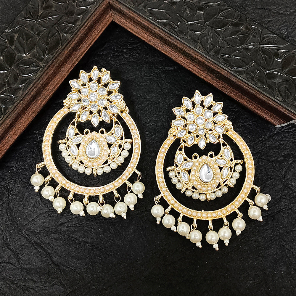 JewelMaze Gold Plated Kundan Stone Dangler Earrings