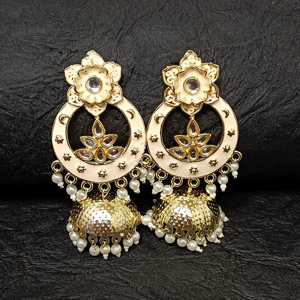 Jewelmaze  Gold Plated Meenakari Jhumki Earrings