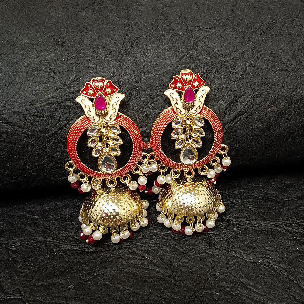 Bhavi Jewels Gold Plated Meenakari Jhumki Earrings