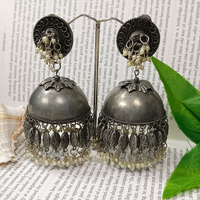 Buy Antico Traditional Ethnic Fancy Stylish GREY Color Pearl Attached  Guchcha Oxidised Jhumka Jhumki Earrings for Girls and Women Online at Best  Prices in India  JioMart
