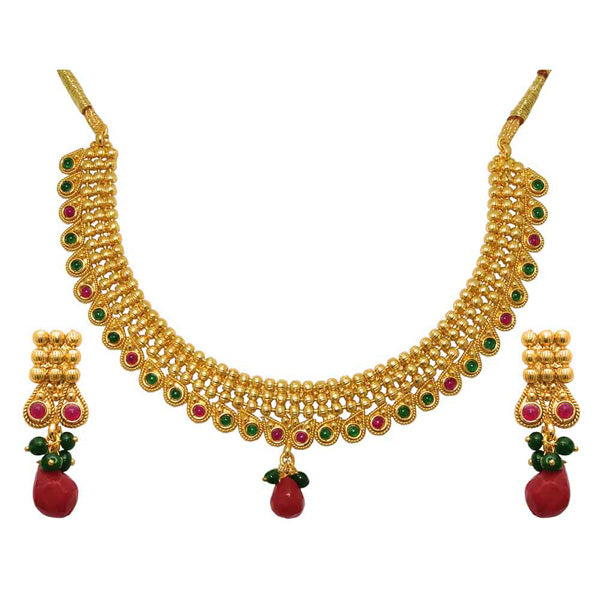 Utkrishtt Red Austrian Stone Gold Plated Necklace Set