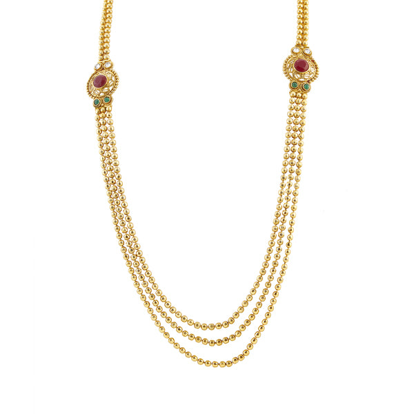 Utkrishtt Gold Plated Maroon Pota Stone Necklace