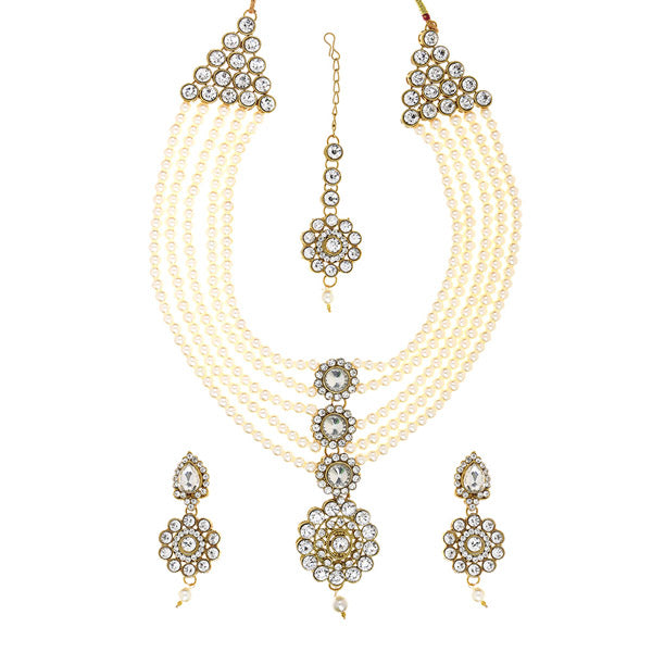 Vivant Charms Austrian Stone  Necklace Set With Maang Tikka
