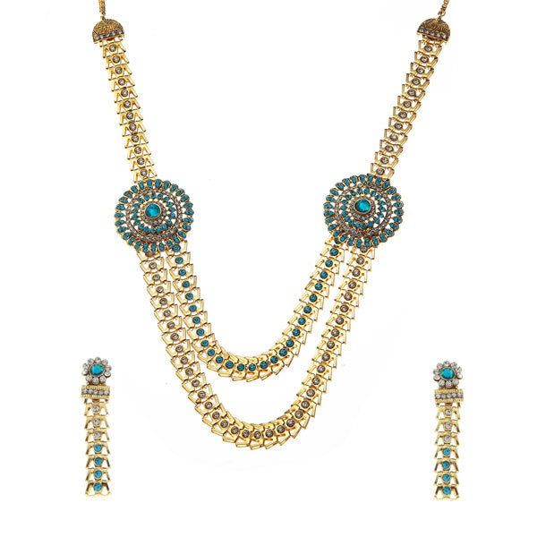 Soha Fashion Blue Austrian Stone Gold Plated Necklace Set