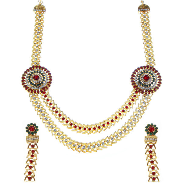 Soha Fashion Red Austrian Stone Gold Plated Necklace Set