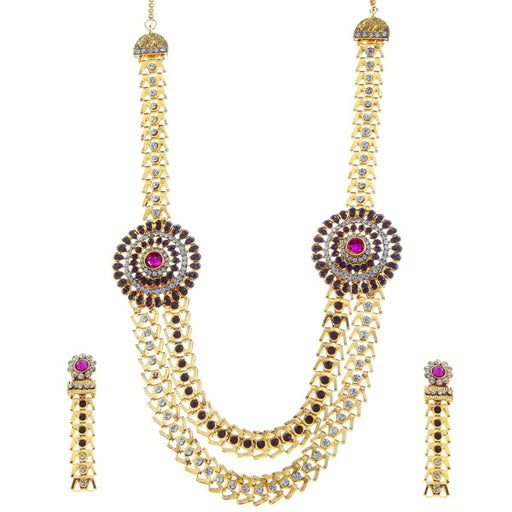 Soha Fashion Purple Austrian Stone Gold Plated Necklace Set