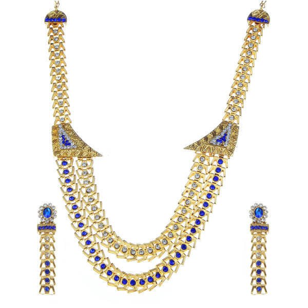 Soha Fashion Blue Austrian Stone Gold Plated Necklace Set