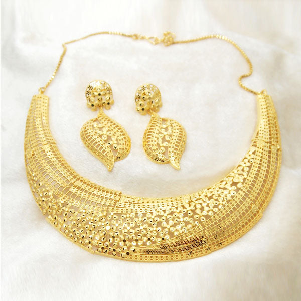Neu Gold Copper Forming Gold Plated Floral Necklace Set