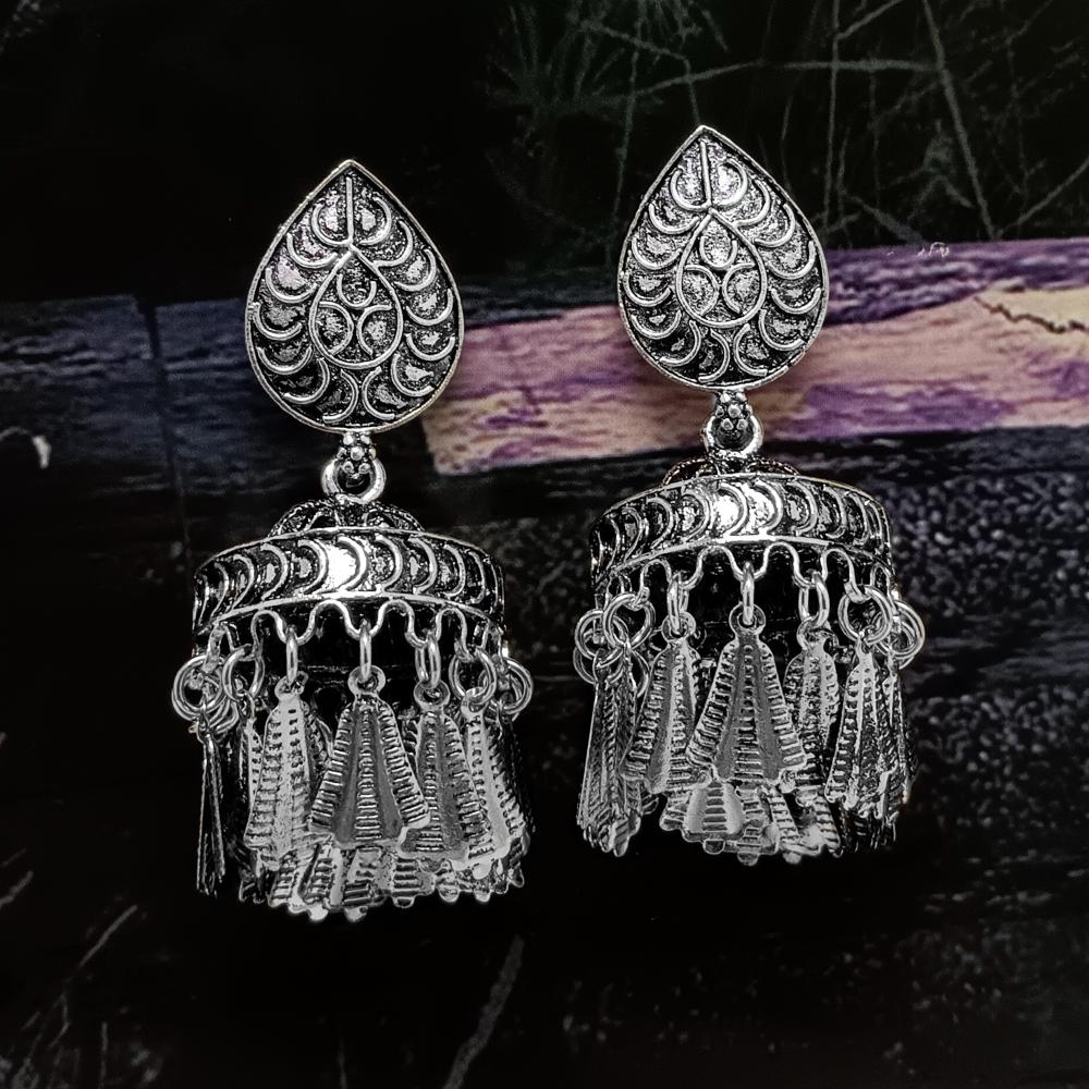 Bhavi Jewels Silver Plated Jhumkis Earrings