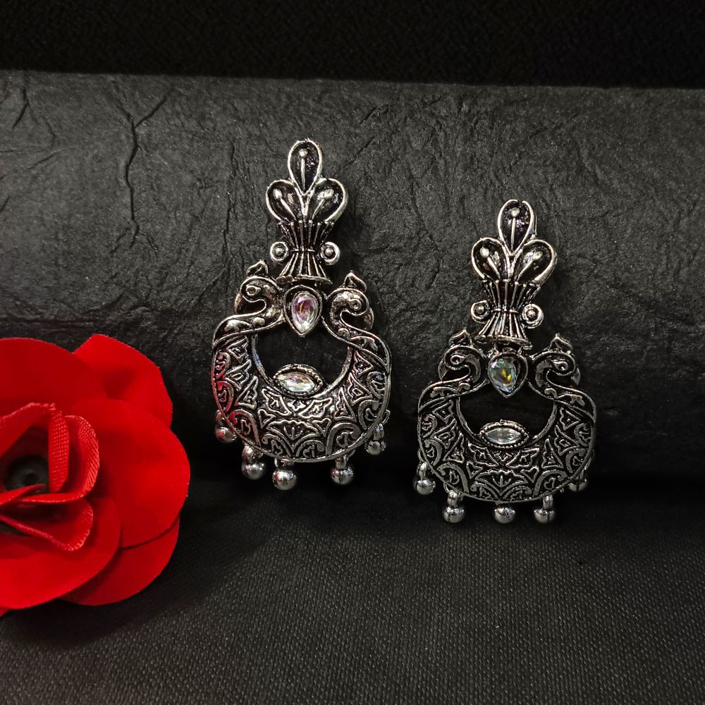 Woma Oxidised Plated Kundan Stone Dangler Earrings - 11451067