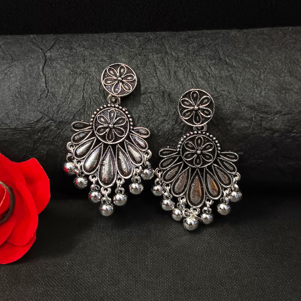 Woma Oxidised Plated Dangler Earrings - 11451072