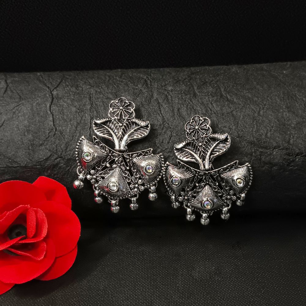 Woma Oxidised Plated Dangler Earrings - 11451088