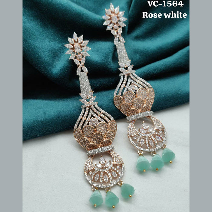 Vivah Creation Rose Gold Plated AD Stone Dangler Earrings