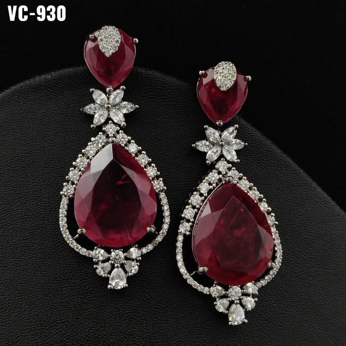 Vivah Creation Silver Plated AD Stone Dangler Earrings