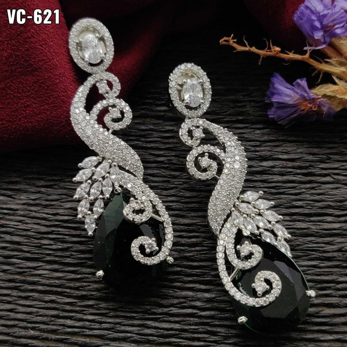 Vivah Creation Oxidised Plated AD Stone Dangler Earrings