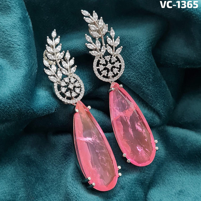 Vivah Creation Silver Plated AD Stone Dangler Earrings