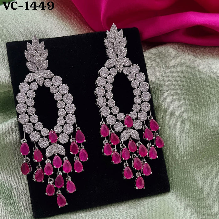 Vivah Creation Silver Plated AD Stone Dangler Earrings
