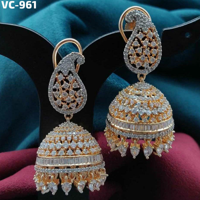 Vivah Creation Gold Plated AD Stone Dangler Earrings