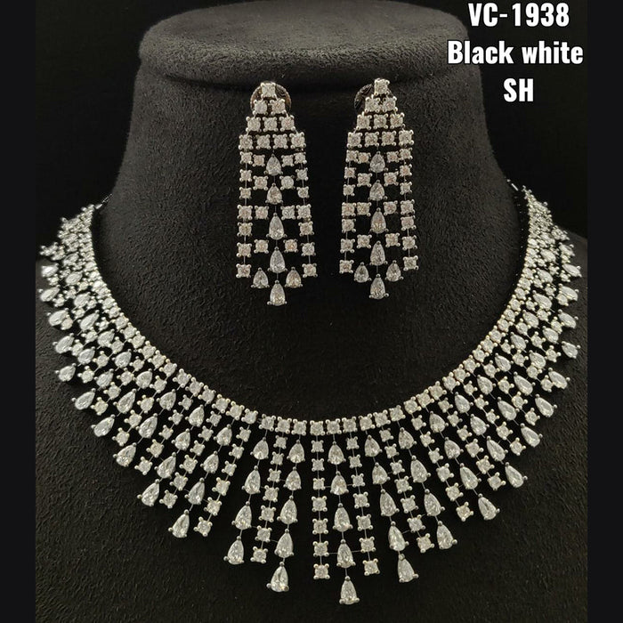 Vivah Creations Oxidised Plated AD Stone Necklace Set
