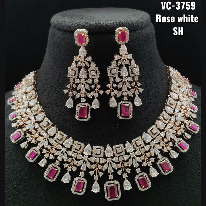 Vivah Creations Silver Plated AD Stone Necklace Set