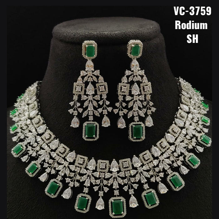Vivah Creations Rose Gold Plated AD Stone Necklace Set