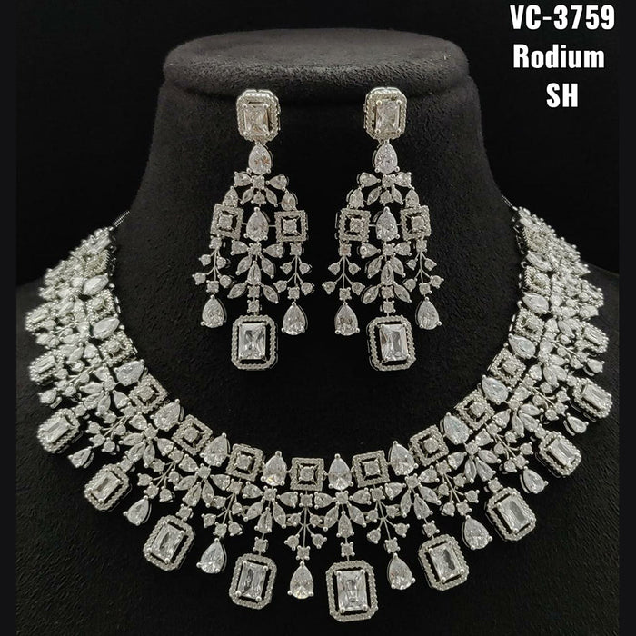 Vivah Creations Rose Gold Plated AD Stone Necklace Set