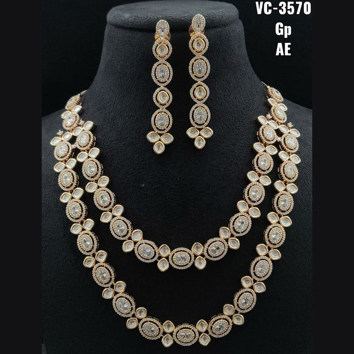 Vivah Creations Gold Plated AD Stone Necklace Set
