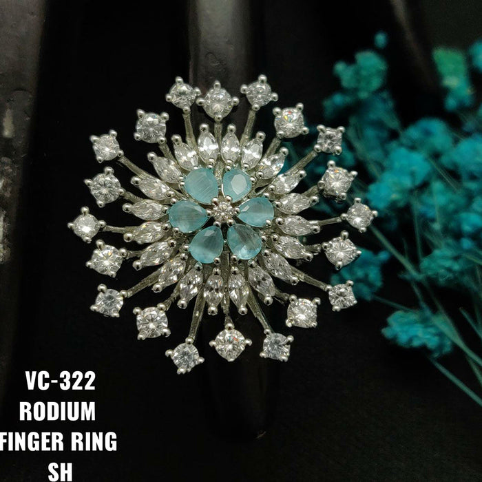 Vivah Creations Silver Plated AD Stone Adjustable Ring