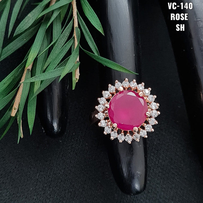 Vivah Creations Rose Gold Plated AD Stone Adjustable Ring