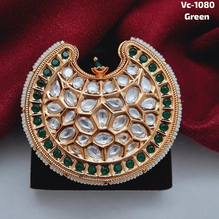 Vivah Creations Gold Plated Kundan Stone Adjustable Ring