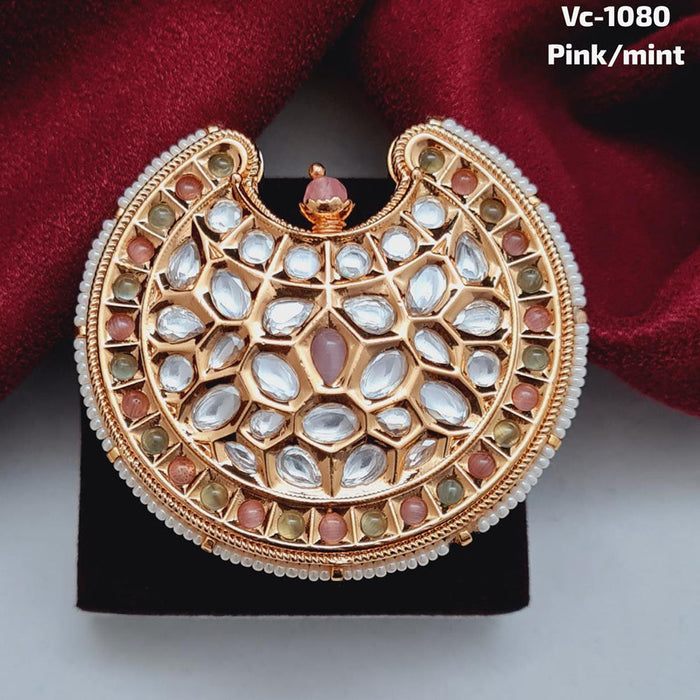 Vivah Creations Gold Plated Kundan Stone Adjustable Ring
