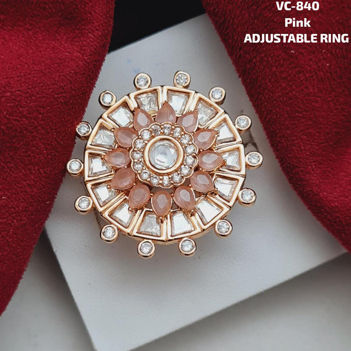 Vivah Creations Gold Kundan Stone Adjustable Ring