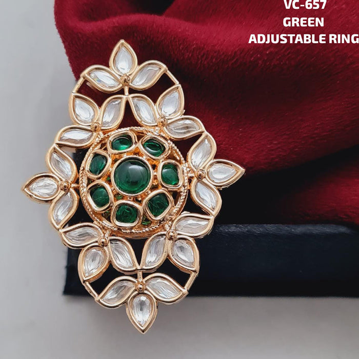 Vivah Creations Gold Kundan Stone Adjustable Ring