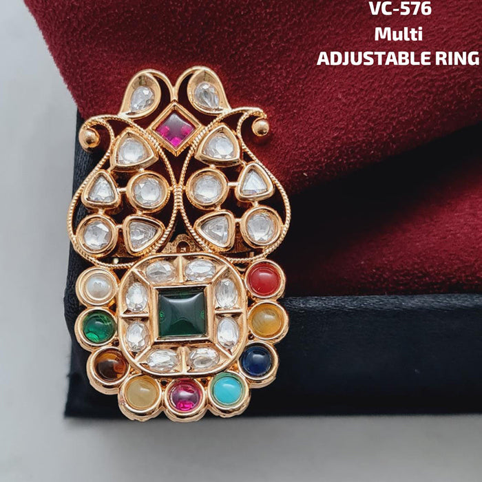 Vivah Creations Gold Kundan Stone Adjustable Ring