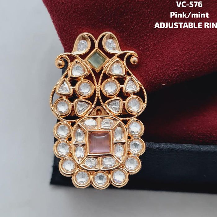 Vivah Creations Gold Kundan Stone Adjustable Ring