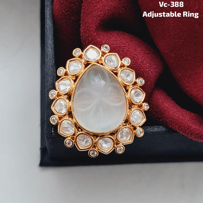 Vivah Creations Gold Kundan Stone Adjustable Ring