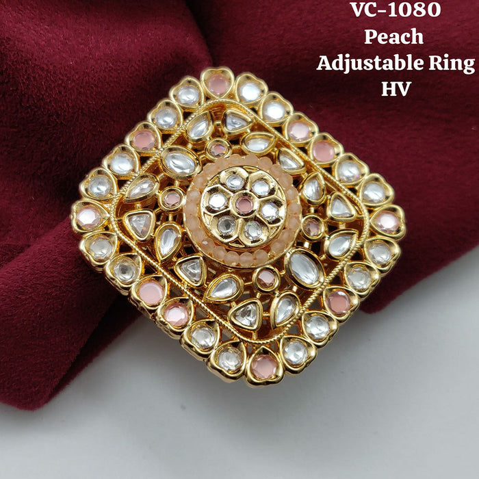 Vivah Creations Gold Kundan Stone Adjustable Ring