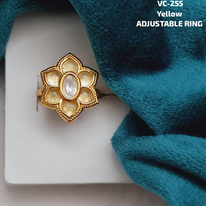 Vivah Creations Gold Plated Kundan Stone Adjustable Ring.